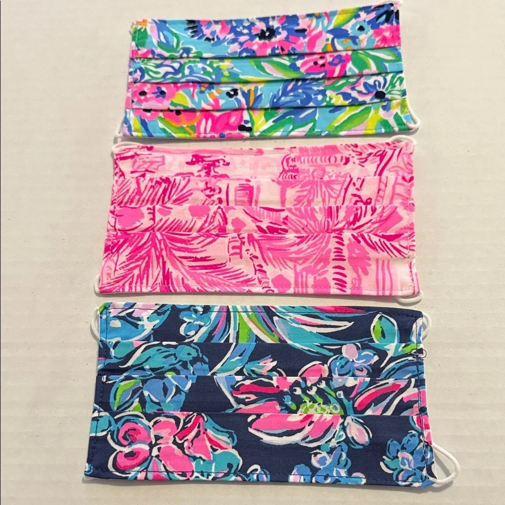 Lilly Pulitzer Floral Patterned Face Masks 3 piece Set